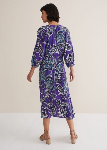 Phase Eight Erin Paisley Dress Purple USA | 4280793-ZL